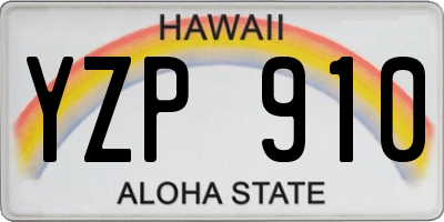 HI license plate YZP910