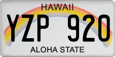 HI license plate YZP920