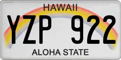 HI license plate YZP922