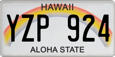 HI license plate YZP924
