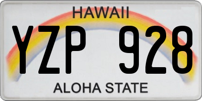HI license plate YZP928