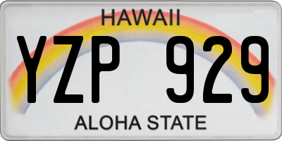 HI license plate YZP929