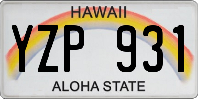 HI license plate YZP931
