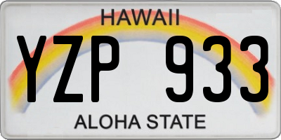 HI license plate YZP933
