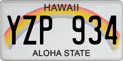 HI license plate YZP934