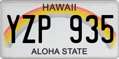 HI license plate YZP935
