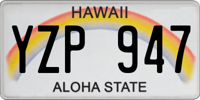 HI license plate YZP947