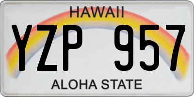 HI license plate YZP957