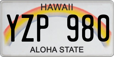 HI license plate YZP980