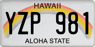 HI license plate YZP981