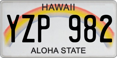 HI license plate YZP982
