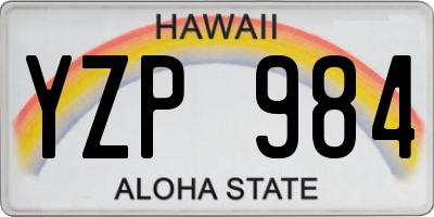 HI license plate YZP984