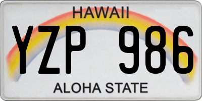 HI license plate YZP986