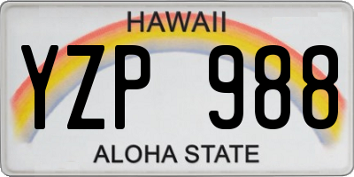 HI license plate YZP988