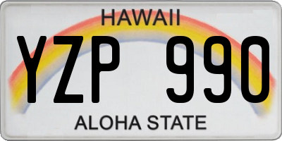 HI license plate YZP990