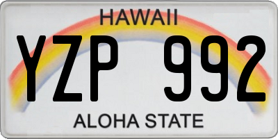 HI license plate YZP992