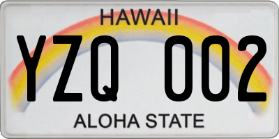 HI license plate YZQ002