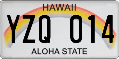 HI license plate YZQ014
