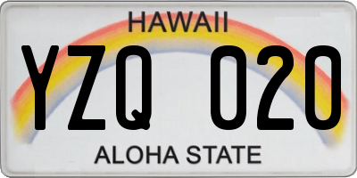 HI license plate YZQ020