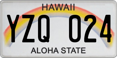 HI license plate YZQ024