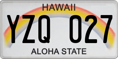 HI license plate YZQ027