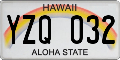 HI license plate YZQ032