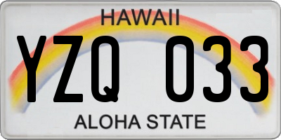 HI license plate YZQ033