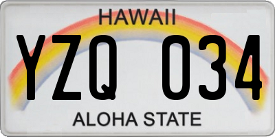 HI license plate YZQ034