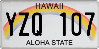 HI license plate YZQ107