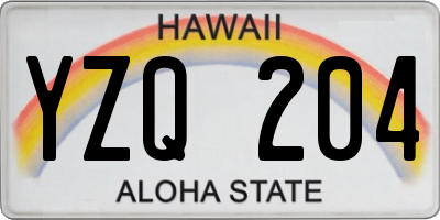 HI license plate YZQ204