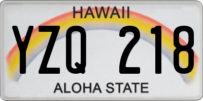 HI license plate YZQ218