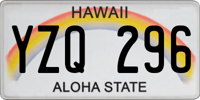 HI license plate YZQ296