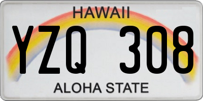 HI license plate YZQ308