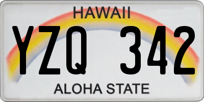 HI license plate YZQ342