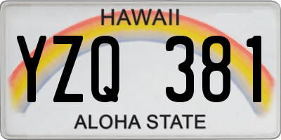 HI license plate YZQ381