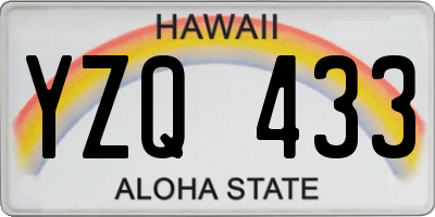 HI license plate YZQ433