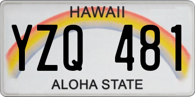 HI license plate YZQ481