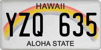HI license plate YZQ635