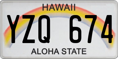 HI license plate YZQ674