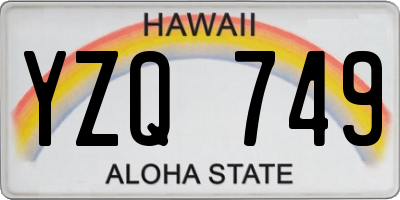 HI license plate YZQ749