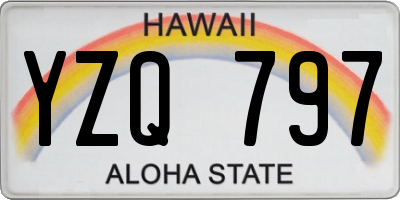 HI license plate YZQ797