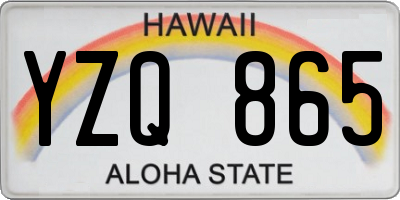 HI license plate YZQ865