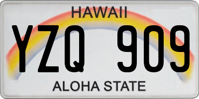HI license plate YZQ909