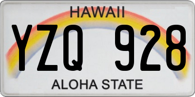 HI license plate YZQ928