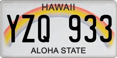 HI license plate YZQ933