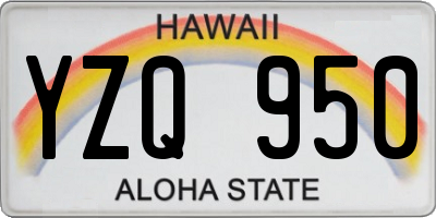 HI license plate YZQ950