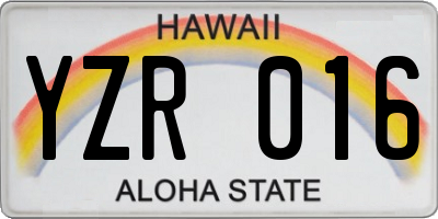 HI license plate YZR016