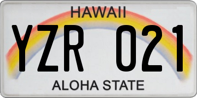 HI license plate YZR021