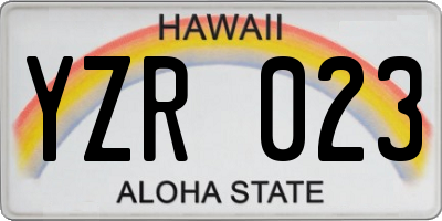 HI license plate YZR023