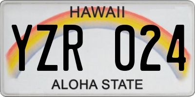 HI license plate YZR024